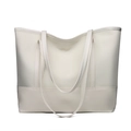 Grande borsa tote bianco crema in tessuto Oxford con spallacci e design spazioso - Bianco