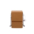 Bruine rechthoekige crossbodytas van mat leer met zilveren slangenketting voor telefoon - 17*5*11cm / Bruin