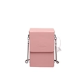 Roze mini crossbody telefoontas met lycheetextuur, zilveren ketting en merklogo detail - 17*5*11cm / Roze