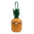 Bolso de piña amarillo con tachuelas doradas y asa de mano con hojas verdes - Marrón