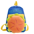 Sac à dos enfant bleu foncé mignon avec poche burger créative et sangles jaunes - Bleu