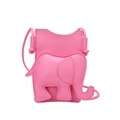 Rosa Mini-Umhängetasche aus PU-Leder mit süßem 3D-Elefanten-Design und langem Trageriemen - Rosa