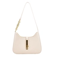 Chic beige hobo shoulder bag for women with elegant gold hardware and chain strap - Beige