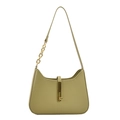 Chic light olive green leather hobo bag with gold metal chain strap and sleek buckle - Green