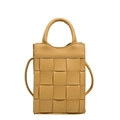 Bolso bandolera de tejido amarillo mostaza para móvil con asa superior y acabado PU - Amarillo