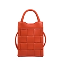 Mini borsa quadrata intrecciata arancione con manico rotondo e tracolla - Arancione