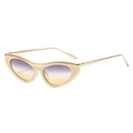 Occhiali da sole cat-eye alla moda con montatura dorata e lenti sfumate viola e arancio - Montatura Beige Lenti Grigio Giallo