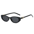 Klassische schwarze Cat-Eye-Sonnenbrille mit goldenem G-Logo und Kristallen am Bügel - Schwarzer Rahmen Schwarz Graue Gläser