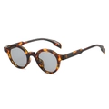 Retro oval tortoiseshell sunglasses with dark grey lenses in a classic fashion style - Leopard Frame Grey Lens