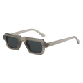 Retro rectangle sunglasses with translucent grey frame and dark lenses on white background - Grey Frame / Black Grey Lens