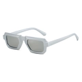 Retro kleine quadratische Sonnenbrille mit mattem Silbermetallrahmen und grauen Gläsern - Silberner Rahmen Silberne Gläser
