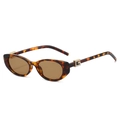 Cateye-Sonnenbrille in Schildpatt mit braunen Gläsern und goldenem G-Logo mit Strass - Leoparden-Rahmen / Teebraune Gläser