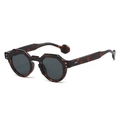 Classic tortoise shell geometric sunglasses with grey lenses and retro chunky frame - Tortoise Frame Black Grey Lens