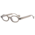 Retro small oval cat-eye glasses with grey-brown frames and wavy curved temples - Grey Frame
