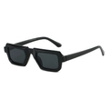 Retro square frame sunglasses featuring thick black acetate and dark polarized lenses - Black Frame Black Grey Lens