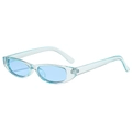 Lunettes de soleil ovales étroites bleu clair avec monture transparente style rétro 90s - Monture Bleue / Verres Bleus