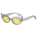 Lunettes de soleil cornes de démon avec monture grise et verres jaunes tendance - Monture Grise Verres Jaunes