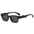 Retro square black sunglasses with gold arrow and star rivets on high-quality frames - Black Frame Black Grey Lens