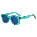 Lunettes de soleil tendance à monture épaisse vert transparent et verres ronds bleu foncé - Monture Vert Bleu Verres Bleus