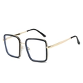 Lunettes de soleil carrées oversize tendance avec monture métal noir et or au style rétro - Cadre Noir