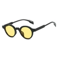 Gafas de sol redondas retro con montura negra y lentes amarillas para hombres y mujeres - Montura Negra Lentes Amarillas