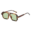 Vintage tortoiseshell square sunglasses with double bridge and green lenses - Leopard Frame Green Lens