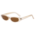 Lunettes de soleil ovales rétro avec monture champagne transparente et verres marron - Monture Champagne / Verres Thé