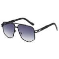 Lunettes de soleil aviateur irrégulières avec monture noire et verres dégradés violets - Monture Noire Verre Gris Dégradé