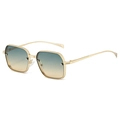 Lunettes de soleil carrées oversize en métal doré avec verres dégradés chic - Monture Dorée Verres Thé Vert
