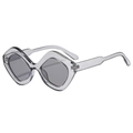 Fashionable oversized polygonal sunglasses with transparent grey frames and dark lenses - Grey Frame Grey Lens