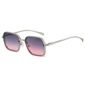 Lunettes de soleil carrées en métal avec verres dégradés violets et monture texturée - Monture Argentée Verres Gris-Rose