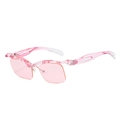Occhiali da sole sportivi rosa a mezza montatura con stanghette ondulate e lenti rosa - Montatura Rosa / Lenti Rosa
