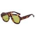 Gafas de sol de aviador retro de gran tamaño con montura de carey y lentes amarillas - Montura Estampado Floral Lentes Verdes