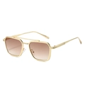 Fashionable gold metal double bridge aviator sunglasses with brown gradient lenses - Gold Frame Tea Lens