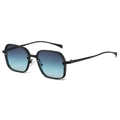 Modern square sunglasses with black frames and blue gradient lenses for outdoor fashion - Black Frame Grey Blue Lens