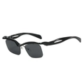 Gafas de sol deportivas negras de media montura con patillas huecas y cristales oscuros - Montura Negra Lentes Gris Negro