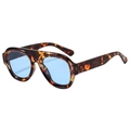 Gafas de sol aviador retro de gran tamaño con montura de carey y lentes azules - Marco Carey Lente Azul
