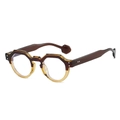 Retro two-tone irregular sunglasses with dark brown and tortoiseshell geometric frames - Tea Yellow Frame