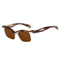 Gafas de sol deportivas retro de media montura carey con lentes rectangulares marrones - Montura de Carey Lente Té