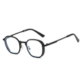 Vintage polygonale schwarze Sonnenbrille mit Metallrahmen im 45-Grad-Winkel Ansicht - Schwarzer Rahmen