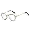 Vintage-Sechseck-Sonnenbrille in Champagnergold mit strukturiertem Metallrahmen - Silberrahmen