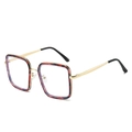 Lunettes carrées oversize de style léopard avec branches en métal doré élégant - Cadre Léopard Rouge