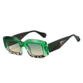 Occhiali da sole poligonali moderni con montatura verde trasparente e lenti sfumate - Montatura Leopardata Verde Lenti Verde Giallo
