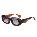 Occhiali da sole retrò con montatura spessa nero-arancione e lenti rosa sfumate - Montatura Nero Arancio Lenti Rosa Grigio