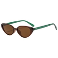 Classic cat eye sunglasses with brown frames and green temples on a white background - Tea Frame Tea Lens
