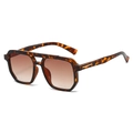 Lunettes de soleil aviateur écaille avec verres dégradés marron et double pont chic - Monture Léopard Verres Dégradés Thé