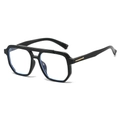 Classic black double bridge sunglasses with gold metal accents and glossy frame finish - Black Frame