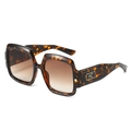 Gafas de sol cuadradas vintage con montura de leopardo y lentes degradadas marrones - Montura de Carey Lente Té