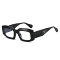 Retro-Polygon-Sonnenbrille mit dickem schwarzem Rahmen und geometrischen Bügeln für Style - Schwarzer Rahmen