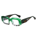 Retro-Rechteck-Sonnenbrille mit grünen transparenten Rahmen und Schildpatt-Bügeln - Grüner Leopardenrahmen